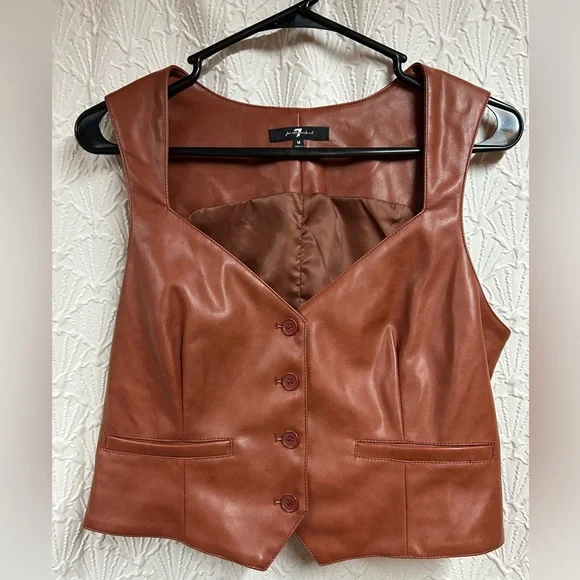 7 For All Mankind Medium Faux Leather Vest - Picture 2 of 7